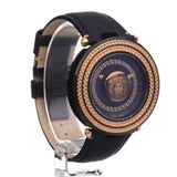 Versace V Metal Icon Quartz Silver Dial Brown Leather Strap Watch For Men - VQL010015 Authentic Buy Shop Now