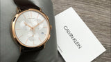 Calvin Klein Posh Chronograph White Dial Brown Leather Strap Watch for Men - K8Q376G6 Authentic Buy Shop Now