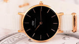 Daniel Wellington Classic Petite Dover Black Dial White NATO Strap Watch For Women - DW001000314 Authentic Buy Shop Now