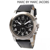 Marc Jacobs Larry Chronograph Black Dial Black Leather Strap Watch for Men - MBM5033 Authentic Buy Shop Now