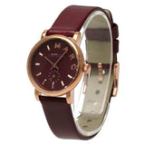 Marc Jacobs Baker Maroon Dial Maroon Leather Strap Watch for Women - MBM1271 Authentic Buy Shop Now