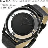 Marc Jacobs Tether Transparent Black Dial Black Leather Strap Watch for Women - MBM1379 Authentic Buy Shop Now