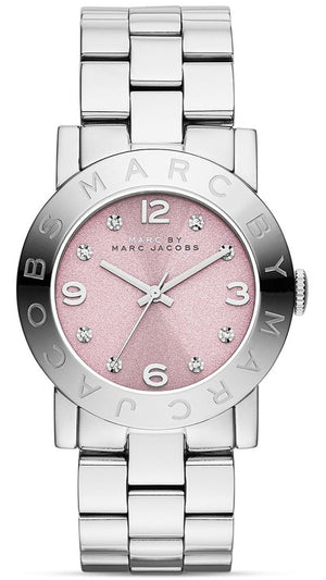 Marc Jacobs Amy Life Pink Dial Silver Steel Strap Watch for Women - MBM3300 Authentic Buy Shop Now