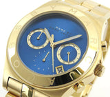 Marc Jacobs Blade Chronograph Blue Dial Gold Steel Strap Watch for Women - MBM3307 Authentic Buy Shop Now