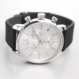 Calvin Klein City Chronograph Silver Dial Black Leather Strap Watch for Men - K2G271C6 Authentic Buy Shop Now