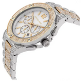 Michael Kors Lennox Pave Crystals Chronograph White Dial Two Tone Steel Strap Watch for Men - MK9150 Authentic Buy Shop Now