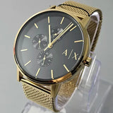 Armani Exchange Cayde Chronograph Black Dial Gold Mesh Strap Watch For Men - AX2715 Authentic Buy Shop Now