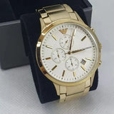 Emporio Armani Renato Chronograph White Dial Gold Steel Strap Watch For Men - AR11332 Authentic Buy Shop Now
