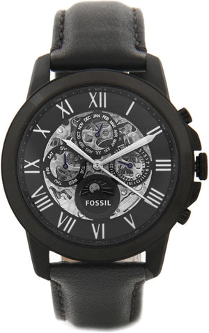 Fossil Grant Automatic Black Dial Black Leather Strap Watch for Men - ME3028 Authentic Buy Shop Now