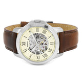 Fossil Grant Automatic Beige Skeleton Dial Brown Leather Strap Watch for Men - ME3099 Authentic Buy Shop Now