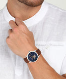 Fossil Townsman Automatic Blue Dial Brown Leather Strap Watch for Men - ME3110 Authentic Buy Shop Now