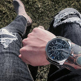 Diesel Mega Chief Chronograph Blue Dial Black Steel Strap Watch For Men - DZ4329 Authentic Buy Shop Now