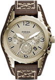Fossil Nate Chronograph Gold Dial Brown Leather Strap Watch for Men - JR1495 Authentic Buy Shop Now