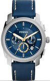 Fossil Machine Chronograph Blue Dial Blue Leather Strap Watch for Men - FS5262 Authentic Buy Shop Now