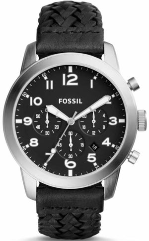 Fossil Pilot 54 Chronograph Black Dial Black Leather Strap Watch for Men - FS5181 Authentic Buy Shop Now