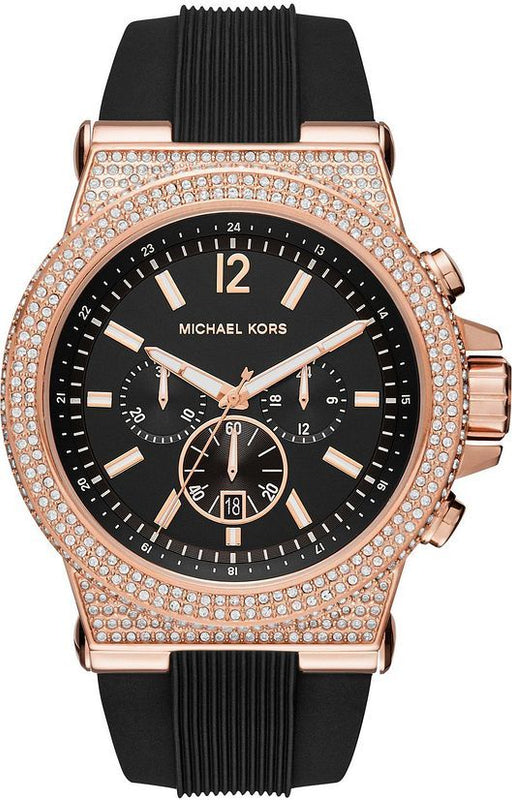 Michael Kors Dylan Chronograph Black Dial Black Rubber Strap Watch For Women - MK8557 Authentic Buy Shop Now