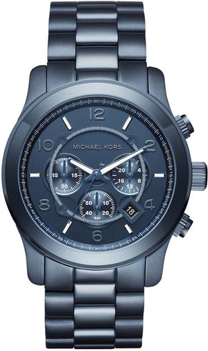Michael Kors Runway Chronograph Blue Dial Blue Steel Strap Watch For Men - MK8538 Authentic Buy Shop Now