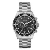 Guess Chaser Chronograph Black Dial Silver Steel Strap Watch for Men - W0170G1 Authentic Buy Shop Now
