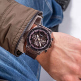 Guess Edge Chronograph Brown Dial Brown Leather Strap Watch For Men - GW0492G2 Authentic Buy Shop Now