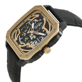 Fossil Inscription Automatic Skeleton Rose Gold Dial Black Leather Strap Watch for Men - BQ2572 Authentic Buy Shop Now