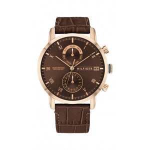 Tommy Hilfiger Kane Brown Dial Brown Leather Strap Watch for Men - 1710400 Authentic Buy Shop Now