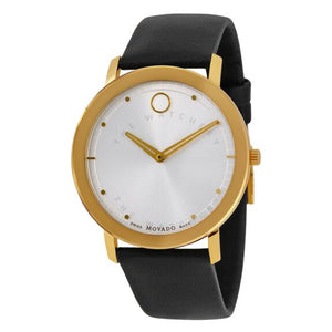 Movado TC Silver Dial Black Leather Strap Watch For Men - 606695 Authentic Buy Shop Now