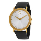 Movado TC Silver Dial Black Leather Strap Watch For Men - 606695 Authentic Buy Shop Now