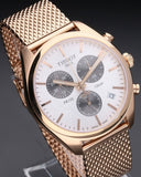 Tissot T Classic PR 100 Chronograph Silver Dial Rose Gold Mesh Bracelet Watch For Men - T101.417.33.031.01 Authentic Buy Shop Now
