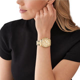 Michael Kors Lexington Chronograph Gold Dial Gold Steel Strap Watch For Women - MK7377 Authentic Buy Shop Now