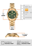 Michael Kors Bradshaw Chronograph Green Dial Gold Steel Strap Watch For Women - MK7257 Authentic Buy Shop Now