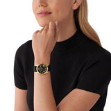 Michael Kors Lexington Black Dial Black Leather Strap Watch For Women - MK4748 Authentic Buy Shop Now