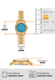 Michael Kors Lexington Three Hand Blue Dial Gold Steel Strap Watch for Women - MK4813 Authentic Buy Shop Now