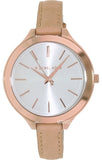 Michael Kors Runway Slim Quartz White Dial Beige Leather Strap Watch For Women - MK2284 Authentic Buy Shop Now