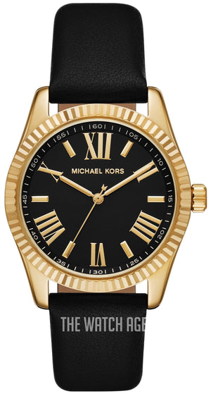 Michael Kors Lexington Black Dial Black Leather Strap Watch For Women - MK4748 Authentic Buy Shop Now