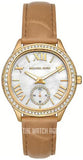 Michael Kors Sage Three-Hand Mother of Pearl White Dial Brown Leather Strap Watch for Women - MK4819 Authentic Buy Shop Now