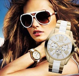 Michael Kors Bradshaw Chronograph White Dial Two Tone Steel Strap Watch For Women - MK5743 Authentic Buy Shop Now