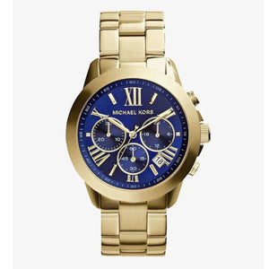 Michael Kors Bradshaw Chronograph Blue Dial Gold Steel Strap Watch For Women - MK5923 Authentic Buy Shop Now