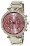 Michael Kors Parker Chronograph Pink Dial Silver Steel Strap Watch For Women - MK6105 Authentic Buy Shop Now