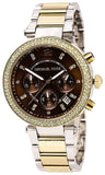 Michael Kors Parker Chronograph Brown Dial Two Tone Steel Strap Watch for Women - MK6118 Authentic Buy Shop Now