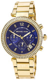 Michael Kors Parker Chronograph Blue Dial Gold Steel Strap Watch For Women - MK6262 Authentic Buy Shop Now