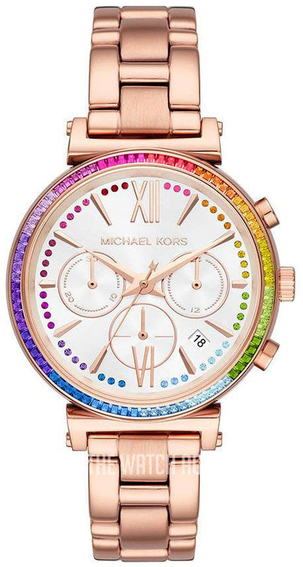 Michael Kors Sofie White Dial Rose Gold Steel Strap Watch For Women - MK6577 Authentic Buy Shop Now