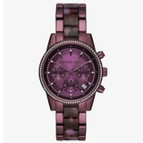 Michael Kors Ritz Chronograph Purple Dial Purple Steel Strap Watch For Women - MK6720 Authentic Buy Shop Now