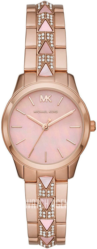 Michael Kors Runway Mother of Pearl Dial Rose Gold Steel Strap Watch For Women - MK6856 Authentic Buy Shop Now