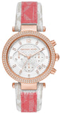 Michael Kors Parker Chronograph White Dial Two Tone Leather Strap Watch For Women - MK6951 Authentic Buy Shop Now