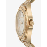 Michael Kors Lennox Three Hand Crystals White Dial Gold Steel Strap Watch For Women - MK6991 Authentic Buy Shop Now