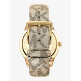 Michael Kors Runway Three Hand Quartz Gold Dial Brown Leather Strap Watch For Women - MK6999 Authentic Buy Shop Now