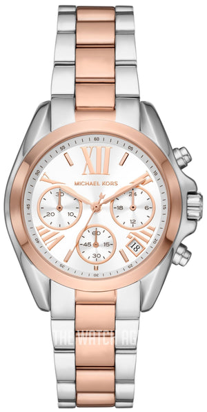 Michael Kors Bradshaw Chronograph White Dial Two Tone Steel Strap Watch For Women - MK7258 Authentic Buy Shop Now
