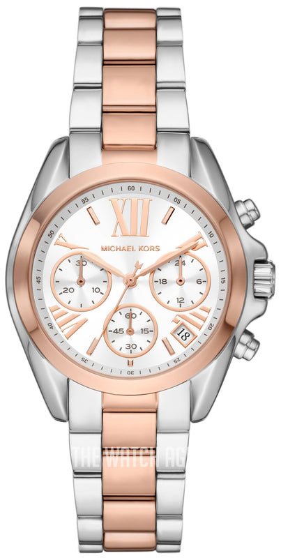 Michael Kors Bradshaw Chronograph White Dial Two Tone Steel Strap Watch For Women - MK7258 Authentic Buy Shop Now