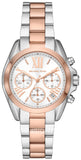 Michael Kors Bradshaw Chronograph White Dial Two Tone Steel Strap Watch For Women - MK7258 Authentic Buy Shop Now