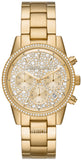 Michael Kors Ritz Chronograph Gold Dial Gold Steel Strap Watch For Women - MK7310 Authentic Buy Shop Now